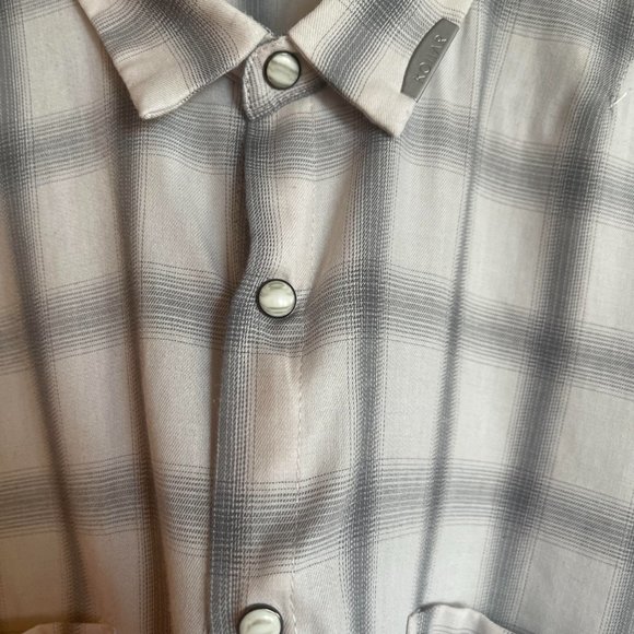 NWT Medium (fits L) Kollar white pocket flannel button down - Picture 2 of 6